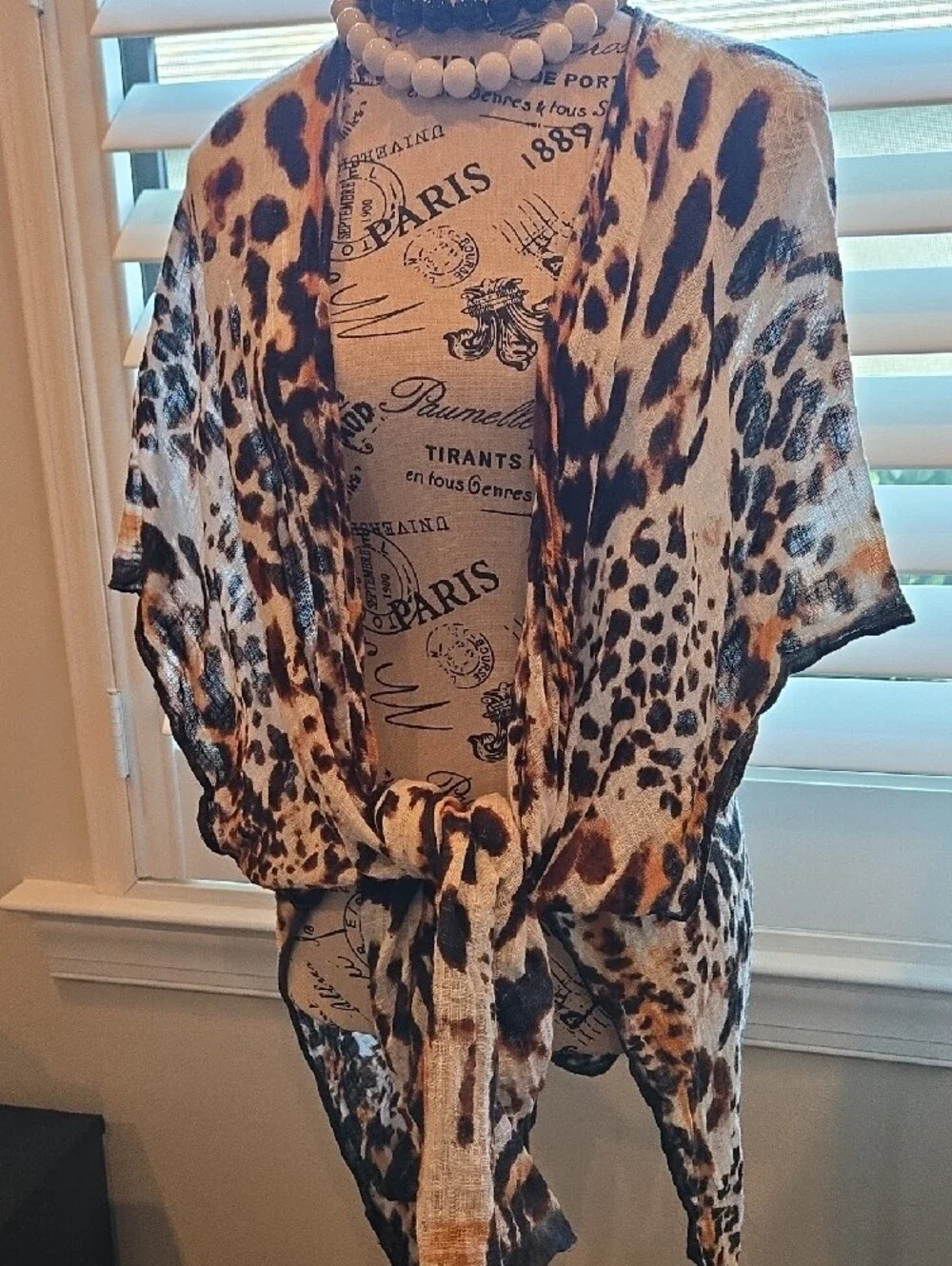 Vince Camuto Leopard-Print Wrap Tunic Cover Up in Black & Brown. High Low